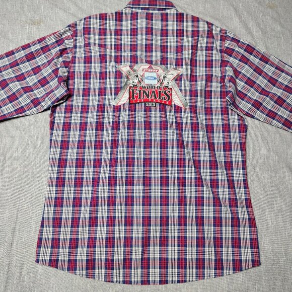 PBR World Finals Wrangler Shirt Mens Long Sleeve Pearl Snap FORD Embroidered - Picture 3 of 14
